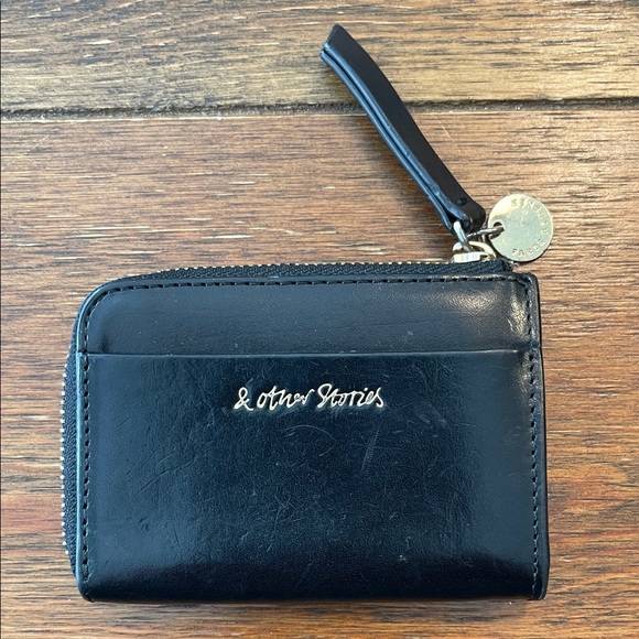 & Other Stories | H&M | Mini Leather Card Wallet | Coin Zipper | Black - Picture 1 of 6